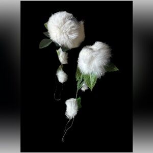 Vintage Pair Alaskan Fur Roses Fur Roses Rabbit Fur Roses  Alaskan Furrier Roses